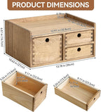 KIRIGEN Desk Organizer with 3 Drawers - Wood Drawer Storage Box with Trays for Tabletop - Workspace Office Toiletries Supplies Tool Caddy - Wooden Storage Cabinet1 Layer Dark Brown（DT1D3C-DBR）