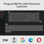 Keychron B6 Pro Ultra-Thin Wireless Keyboard, Full-Size ZMK with Numeric Keypad Quiet Typing, 2.4 GHz/Bluetooth 5.2/Wired Connection Long Battery Life, Compatible with Mac Windows Linux - Space Gray