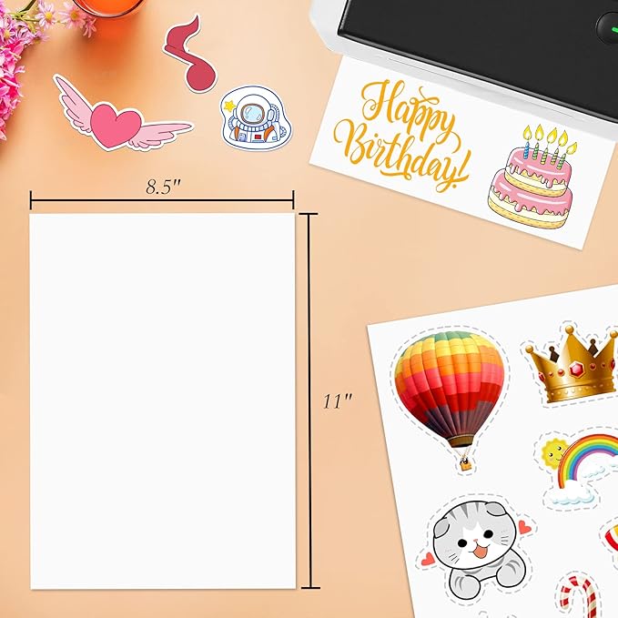 500 Full Sheet Stickers, 8.5" x 11", 500 Labels