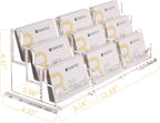 SANRUI Clear Horizontal Business Card Holder Stand for Desk, Acrylic Desktop Display Name Cards Holders Organizer Storage Rack,for Exhibition, Home , Office ,3 Tier 9 Pocket , 540 Card Capacity