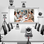 10X PTZ Conference Webcam with 3G-SDI/HDMI/USB Output, 1080P PTZ Live Streaming Camera for Church, Education, Conference Room Camera Attached Remote Control Work with Zoom, Skype, OBS