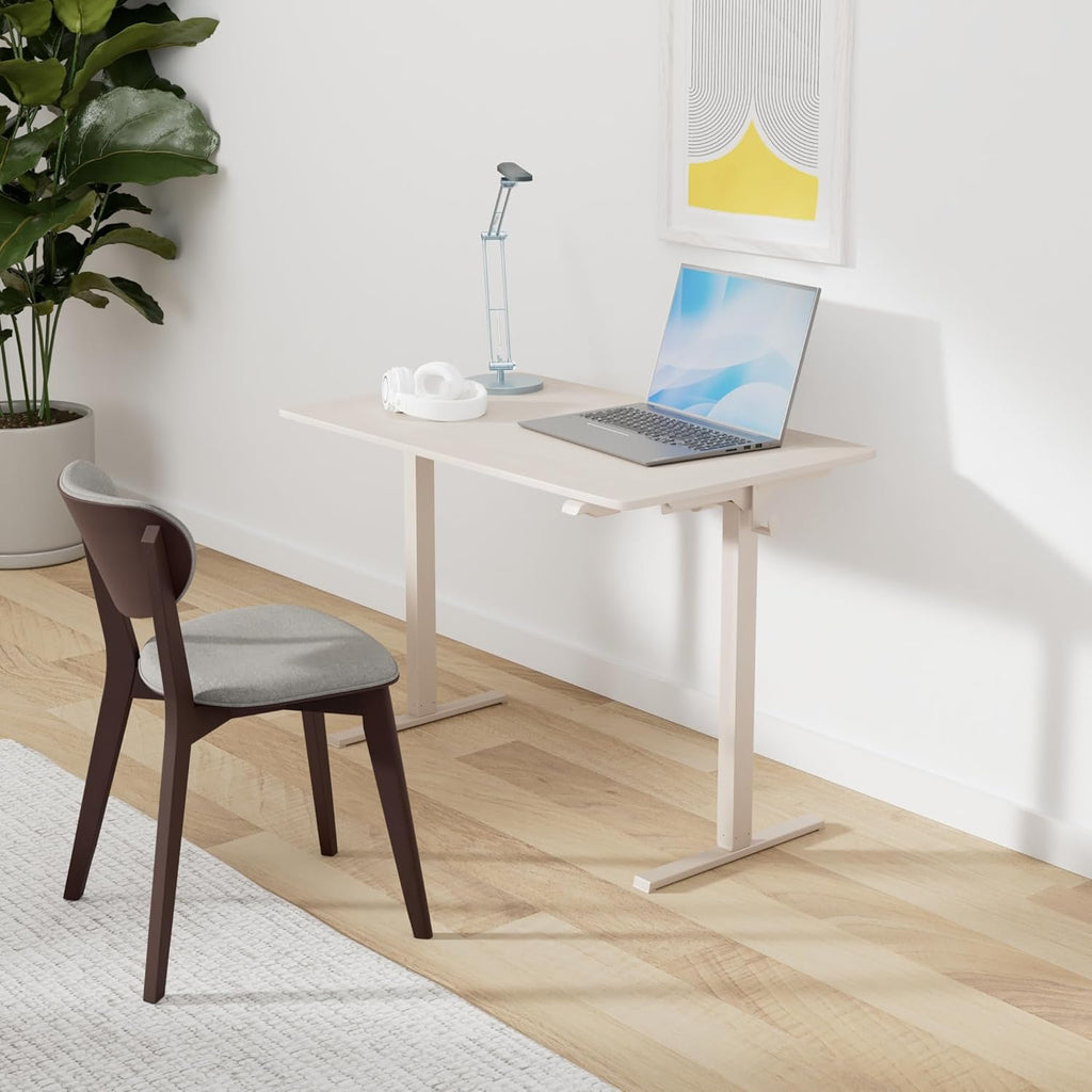 FLEXISPOT EN1 Whole-Piece Standing Desk 40 x 24 Inches Electric Height Adjustable Desk for Home Office (White Frame + Maple Top)