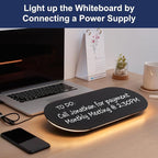 TSJ OFFICE Glass Desktop Whiteboard - 17 X 7 Inches Small Dry Erase Board with Warm Light, Black Glass White Board Surface Notepad with 1 Drawer, Desk Organizers for Office, Home, School Supplies