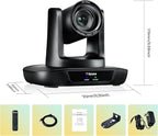 12X Optical Zoom Conference Room Camera USB3.0 HDMI PTZ Camera 1080P 60FPS Wide-Angle for Video Conference Church Live Streaming Meeting Education Works with Zoom Webex OBS YouTube