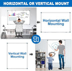 Magnetic White Board Dry Erase Whiteboard for Wall 60"x48" (2pcs) Aluminum Frame Hanging White Boards for Presentation, Teaching, Memo, Display