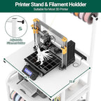 Homieasy Printer Stand with Charging Station, 29.1" x 22.8" Large 3D Printer Table with Filament Storage, Heavy Duty Rolling Printer Cart with 4-Tier Storage for Workshop/Office/Garage, White