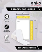 enKo 4 x 6 Thermal Fan Fold Labels Compatible for Rollo Printer Labels - 1 Stack of 500 4x6 Label Zebra Printer - Mailing Postal Label Paper, Perforated, Permanent Adhesive
