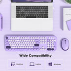 MOFII Wireless Keyboard and Mouse, Retro Typewriter Keyboard and Silent Mouse, 2.4GHz Full Size Keyboard and Mouse Wireless Combo for Laptop, PC, Desktop, Windows (Violet)