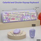 Wireless Typewriter Keyboard and Mouse - Wireless Keyboard with Silent Wireless Mouse, Cute Retro Keyboard Mouse Combo, 2.4G USB Computer Keyboard and Mouse for Windows Laptop/Desktop/PC(Purple)