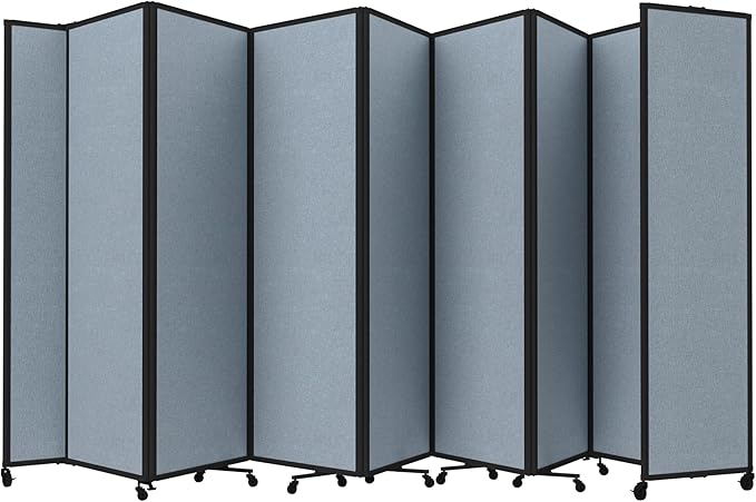 Versare Room Divider 360 Portable Wall Partition | Folding Panels | Large Freestanding Divider | Locking Wheels | Temporary Room Separator