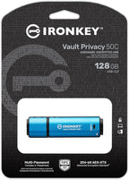 Kingston Ironkey Vault Privacy 50 USB-C 128GB Flash Drive | FIPS 197 Certified | XTS-AES 256-bit | BadUSB and Brute Force Protection | Mult-Password Option | IKVP50C/128GB