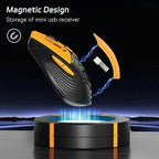 Uciefy V19 Wireless Mouse, 2.4GHz Rechargeable Mouse LED with Battery Indicator, Magnetic Computer Mice with USB Receiver & Type-C Adapter for Laptop/PC/Mac/Chromebook-Orange