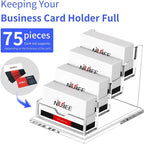 NIUBEE Clear Business Cards Holders 4 Tier Acrylic Card Holder for Business Cards, 4 Slots Business Card Display for Desk Counter, 300 Card Capacity, 1 Pack