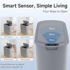 Automatic Motion Sensor Bathroom Trash Can with Lid, 2.6 Gallon Touchless Trash Bin, Smart Garbage Can Plastic Slim Wastebasket for Bedroom, Office, Dorm (Grey)