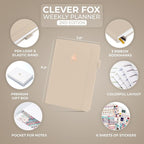 Clever Fox Planner 2nd Edition – Colorful Weekly & Monthly Goal Planner, Time Management & Productivity Organizer, Undated, A5 (Seashell)