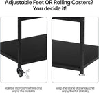 Printer Stand, 23.6 x18.9 x 30 Inches Large Printer Table with Adjustable Storage Shelf, 3 Tier Rolling Printer Cart with Wheels for Home Office, Stand for Heat Press Mini Fridge, Black