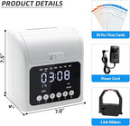 Time Clock with Passcode, Auto-Align Time Clocks for Small Business, Time Clock Punch Machine with 50-Piece Time Cards, and One Ink Ribbon Cartridge