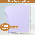 100 Sheets Purple Cardstock 8.5 x 11 Certificates Paper, 200gsm/75lb Heavyweight Paper Card Stock for Cards Making, Greeting Card, Business Cards, School Crafting, Menus