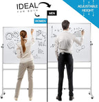 Mobile Dry Erase Board Magnetic Whiteboard on Wheels (Aluminium Frame) 36"x24" Portable White boards with Rolling Stand for Classroom, Office, Home