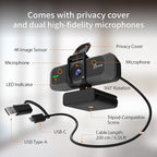 j5create 4K Wide Angle Webcam with Microphone/Privacy Cover for Video Conferencing, Streaming, Recording and Online Teaching, Supports Zoom, Skype, Teams, OBS and More (JVU430)
