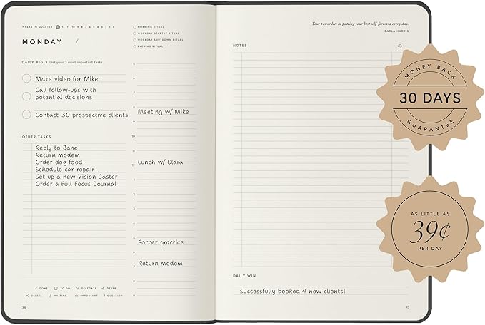 Full Focus Finch Linen Planner by Michael Hyatt - The #1 Daily Planner to Set Annual Goals, Increase Focus, Eliminate Overwhelm, and Achieve Your Biggest Goals - Hardcover