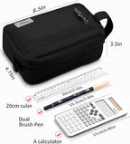 Sooez Big Capacity Pencil Case, Upgraded Canvas Pencil Pouch Large Pencil Bag Organizer, Separate Compartments Easy Grip Handle, Aesthetic Supply for School Teens Adults,Beige Pen Case