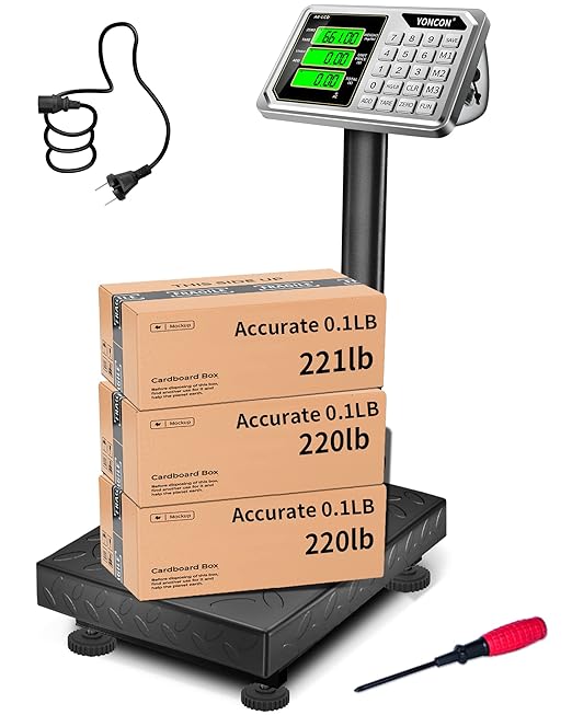 Digital Industrial Platform Scale for Packages, 661lb Weight Shipping Scale, 0.1LB Super Accuracy Commercial Scale for Luggage, Shipping, A6-300 Postal Scale with Price Computing, Kg/LB, LCD, Adapter