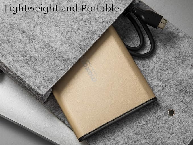 Maxone 160GB External Hard Drive Portable 2.5'' Ultra Slim HDD Storage USB 3.0 Compatible with PC, Laptop, Gold