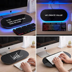 TSJ OFFICE Glass Desktop Whiteboard - 17 X 7 Inches Small Dry Erase Board with Blue Light, Glass White Board Surface Notepad with 1 Drawer, Desk Organizers for Office, Home, School Supplies (Black)