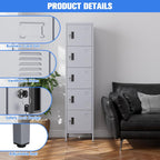 Metal Locker with Lock and Ventilation Holes,Metal Storage Locker with Business Card Slof for Home,Gym,Garage,School,Office,66" H x 15.8" W x 15.8" D Assembly Required,Dark Grey