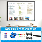 H-Qprobd 48"x36" Magnetic White Board Dry Erase Wall Mount Whiteboard - Office Home Classrooms White Board Hanging Writing Board with Black Aluminum Frame