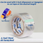 36 Rolls Clear Packaging Tape with Dispenser, 1.88" X 60 yd Shipping Tape Bulk, Total 2160 Yards, 2.7 mil, 3" Core, Heavy Duty Packing Tape Refills for Moving Boxes, Package, Mailing