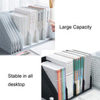 Lemical Magazine Holder 4 Vertical Compartments Collapsible Magazine File Holder Space Saving Rack Home Kitchen Desk Organizer No Need Assemble Gray