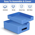 Letter-Size Tray Desk Letter Tray Paper Tray, Sturdy Heavy-Duty Plastic Printer Paper Tray, Single-Tier Stackable File Storage Organizer for Office Home (1, Blue)