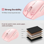 TECKNET Bluetooth Mouse, 4800 DPI Wireless Mouse, 2-Year Battery 6 Adjustable DPI, 6 Buttons Compatible with Laptop/Windows/Computer - Pink