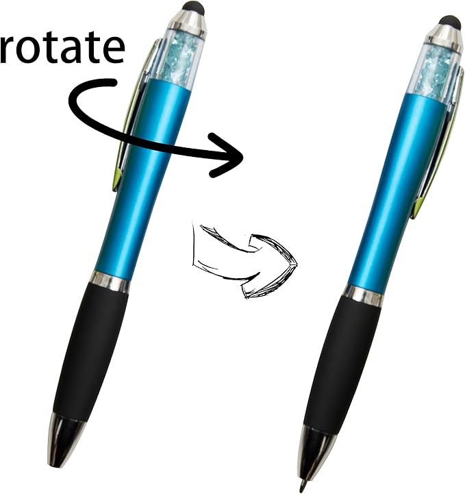 MiSiBao Stylus Pens for Touch Screens Ballpoint Pens Black Ink 1.0mm Medium Point with Crystals and Comfort Grip (8 Count+3 Refills)