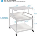 Printer Stand, 25.6" x 23.6" x 30.9" Extra Large Printer Table with Adjustable Storage Shelf, 3 Tier Rolling Printer Cart with Industrial Wheels for Home Office, White