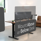 VIVO Clamp-on Privacy Panels 60 x 24 inch (x1), 24 x 24 inch (x2), Sound Absorbing Cubicle Desk Dividers, 3 Acoustic Partitions, Dark Gray, PP-3-V108D