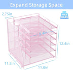 gianotter Desk Organizers and Accessories, 6-Tier Paper Organizer with Magazine rack, File Organizer for Desk, Desk Organizers for Women, Pink Office Decor (Pink)