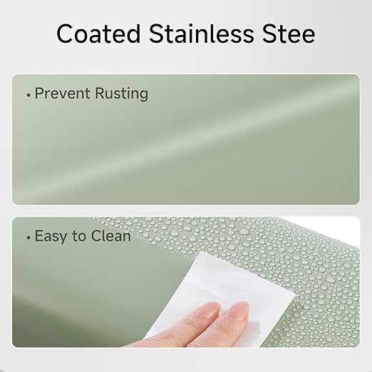 TIPGO Small Metal Trash Can, 2.1 Gallon Slim Trash Can for Bathroom, Wastebasket Garbage Bin for Bedroom, Office, Kitchen, Under Sink (Green)