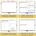 The Phoenix Journal - Best Daily Goal Planner, Organizer, & Calendar for Goal Setting, Gratitude, Happiness, & Productivity - Vision Board & Habit Tracking - 12 Weeks, Undated, Hardcover (Executive)