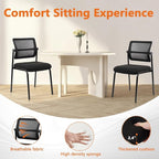 CLATINA Stacking Armless Office Waiting Room Chair with Adjustable Backrest, Stackable Mesh Guest Reception Desk Chairs with Ergonomic Lumbar Support for Home Conference Lobby Side School, Black