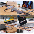 USB C Hub USB Hub 3.0, VIENON Aluminum 8 in 1 USB Splitter with 1 x USB 3.0, 3 x USB 2.0 and 1 x USB C, SD/TF Card Reader, 3.5mm Aux Ports for MacBook Pro Air and More PC/Laptop/Tablet Devices