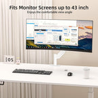 Suptek Single Monitor Mount,Ultrawide Monitor Arm Mount Single Desk Mount for 17 to 43 inch Curved Screen,Holds 28.6 lbs,Pneumatic Height,75/100 Vesa Mount,White(MD71MW)