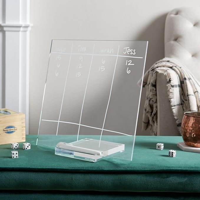 russell+hazel Acrylic Memo Tablet, Dry Erase Board and Marker, Clear 12” x 6” x 11.5” (31384)