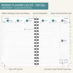 BEZEND Planner 2025-2026 Weekly and Monthly, 8.5" x 11" Academic Calendar (Jul 25-Dec 26) Vertical Daily Appointment with Hourly Timeslot & Monthly Tab, Spiral, PU Leather Softcover - Sky Blue