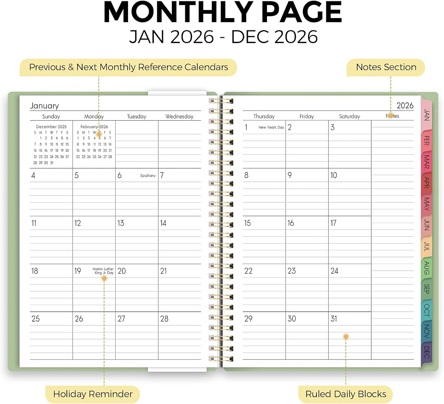 Planner 2026, 8.5" x 11" Monthly & Weekly Planner with Tabs, JAN - DEC 2026, Goal Setting & Time Management Organizer for Professionals & Students