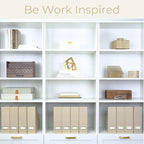 BLU MONACO Set of 6 Foldable Magazine File Holders in Taupe – Sturdy Cardboard Vertical Organizers with Label Holders – Office File Storage Box, Desk Organizer, Paperwork and Document Holder