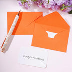 jiebor 100 Sets Small Envelopes with Small Blank Gift Business Card Wedding Invitation Pocket Envelopes for Graduations Wedding Shower Holiday 4.37 x 2.91 Inch Orange