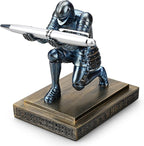 Knight Pen Holder Pen Stand Desk Organizers and Accessories Resin Pencil Holder as Gift with a Fancy Pen for Office and Home Desk Organizer (Blue)